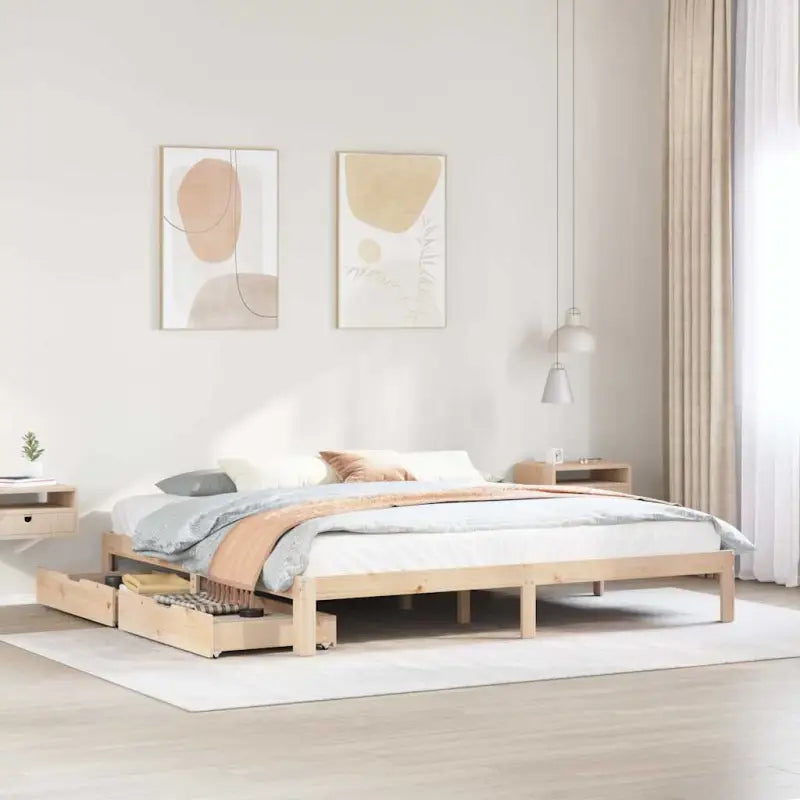 Bedframe van massief grenenhout voor een stevige en duurzame slaapkamer - Naturel / 200 x 200 cm - Bedden & bedframes