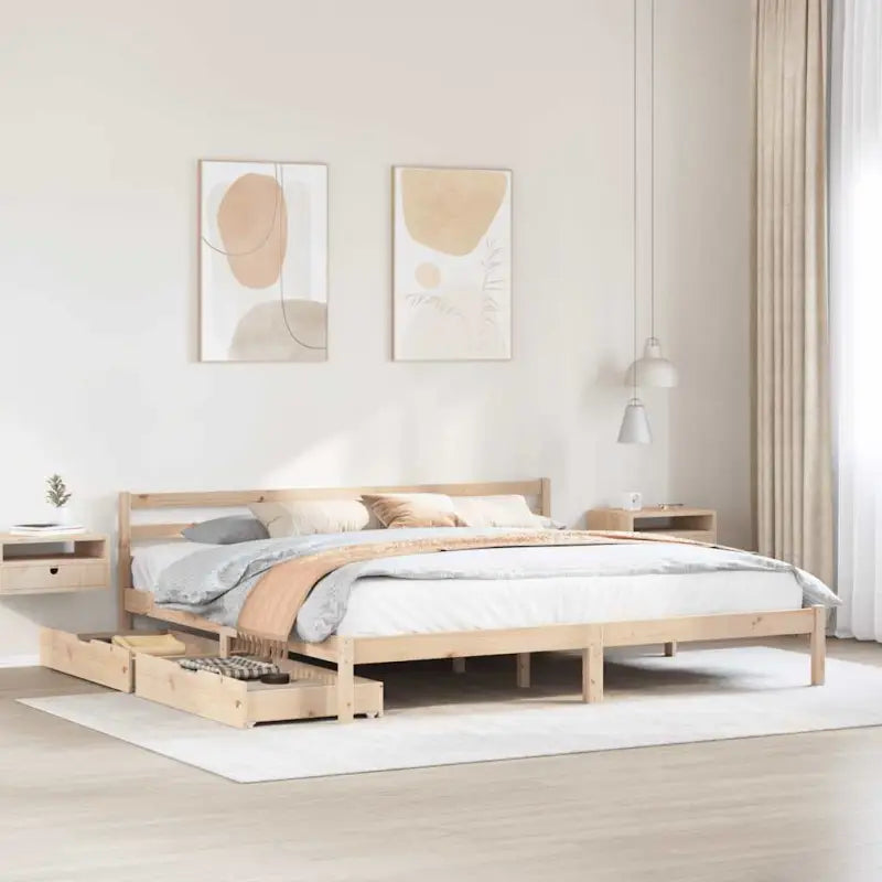 Bedframe van massief grenenhout voor een stevige en duurzame slaapkamer - Naturel / 180 x 200 cm - Bedden & bedframes