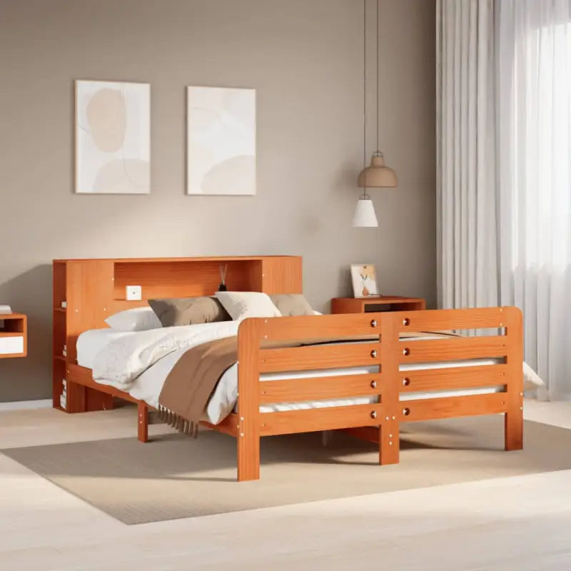 Bedframe van massief grenenhout voor een stevige en duurzame slaapplaats - Wasbruin / 140 x 200 cm - Bedden & bedframes