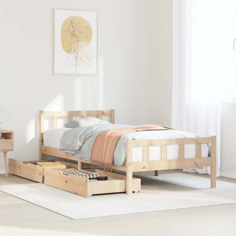 Bedframe van massief grenenhout voor een stevige en duurzame slaapplek - Naturel / 100 x 200 cm - Bedden & bedframes