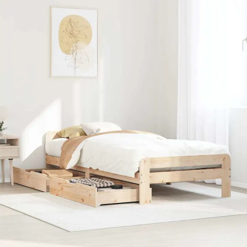 Bedframe van massief grenenhout voor een stevige en duurzame slaapruimte - Naturel / 75 x 190 cm - Bedden & bedframes