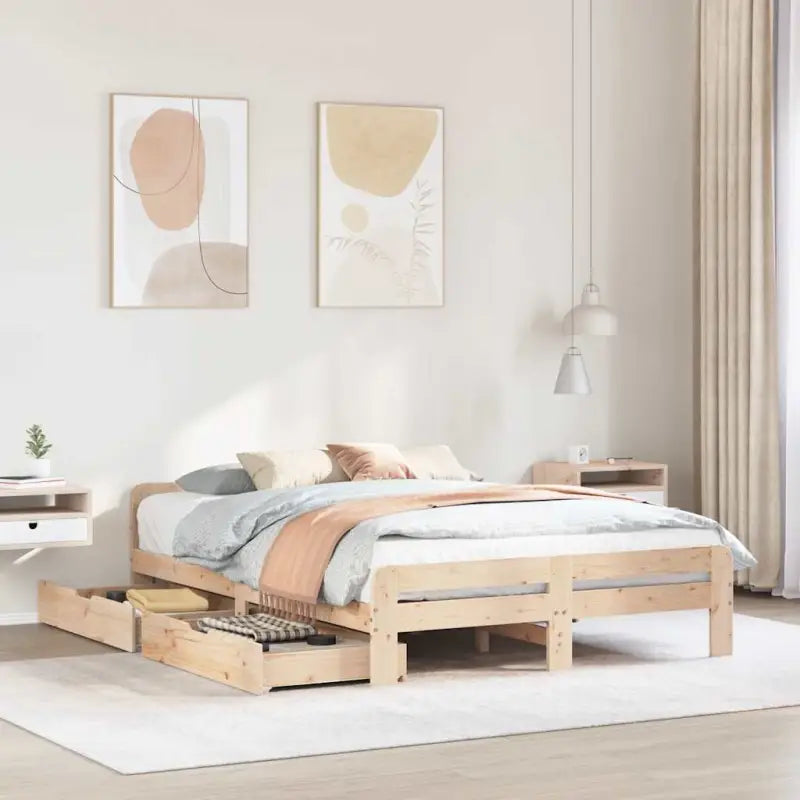 Bedframe van massief grenenhout voor een stevige en duurzame slaapruimte - Naturel / 140 x 200 cm - Bedden & bedframes