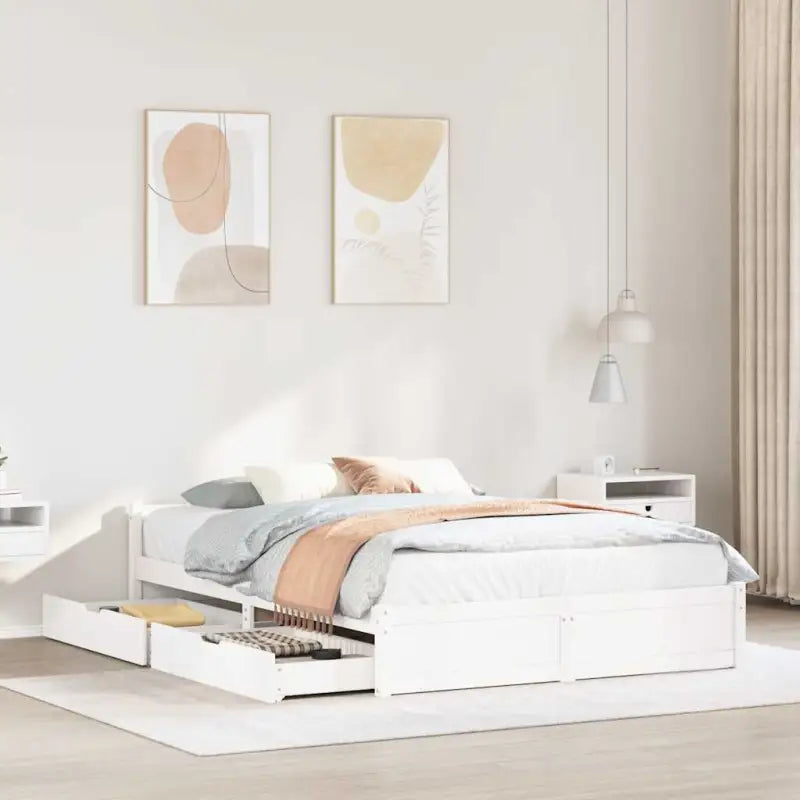 Bedframe van massief grenenhout voor een stevige en duurzame slaapruimte - Wit / 120 x 200 cm - Bedden & bedframes