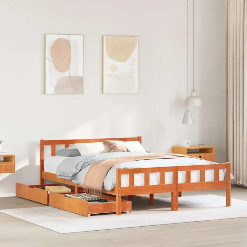 Bedframe van massief grenenhout voor een stevige en duurzame slaapplek - Wasbruin / 160 x 200 cm - Bedden & bedframes