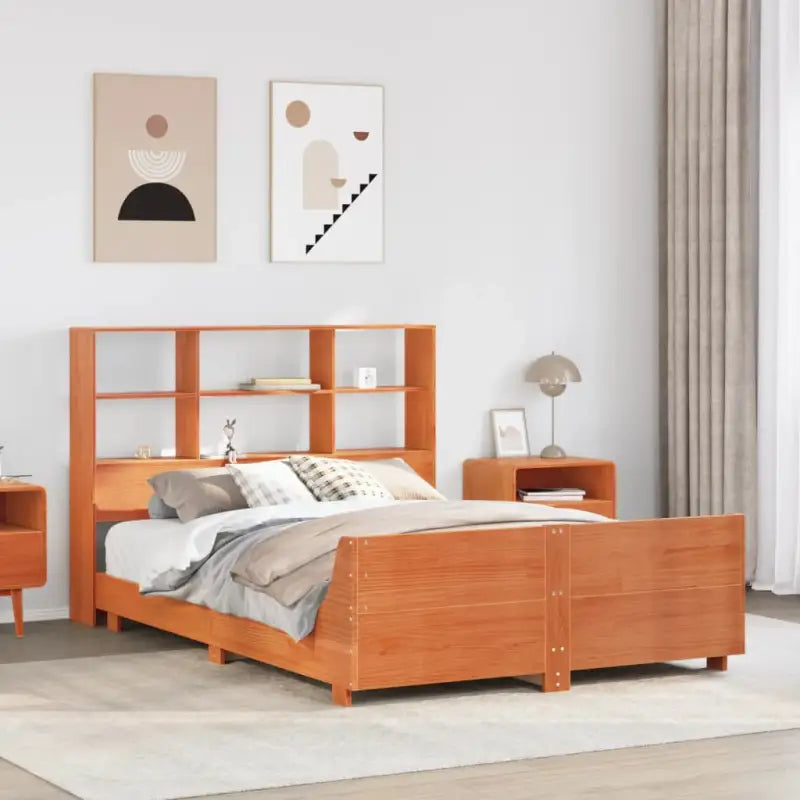 Bedframe van massief grenenhout voor een stevige nachtrust - Wasbruin / 135 x 190 cm - Bedden & bedframes