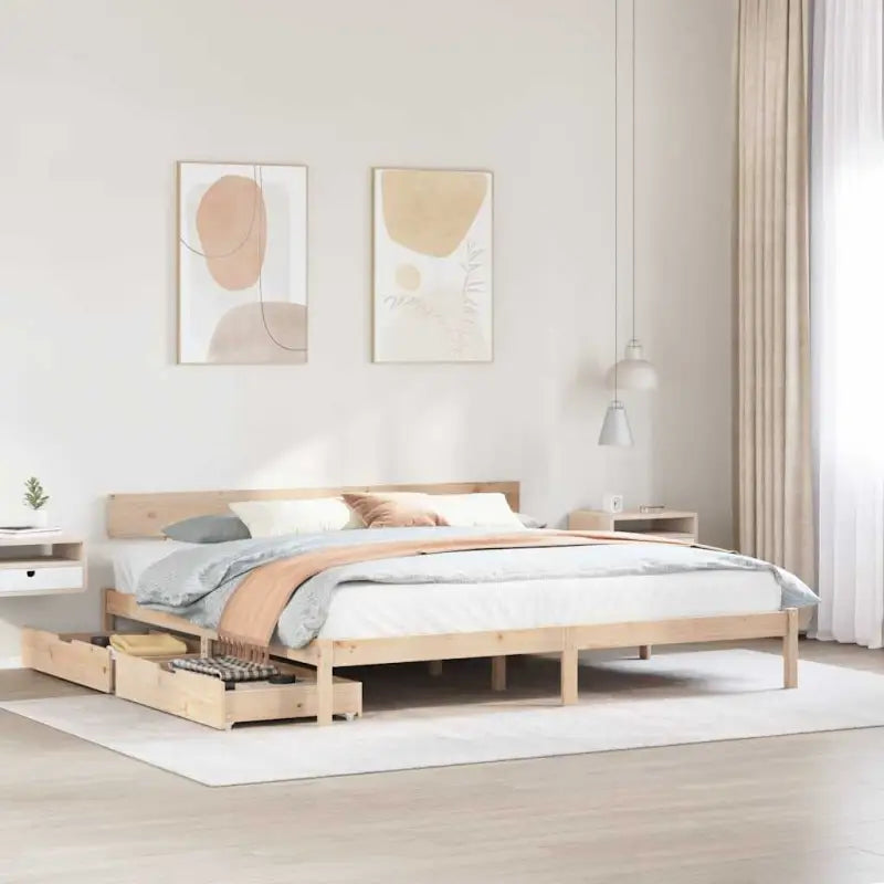 Bedframe van massief grenenhout voor stabiele en duurzame slaapkamer</assistant - Naturel / 200 x 200 cm - Bedden &