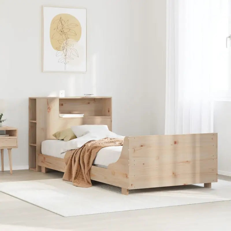 Bedframe van massief grenenhout voor stabiele en duurzame slaapruimte - Naturel / 75 x 190 cm - Bedden & bedframes