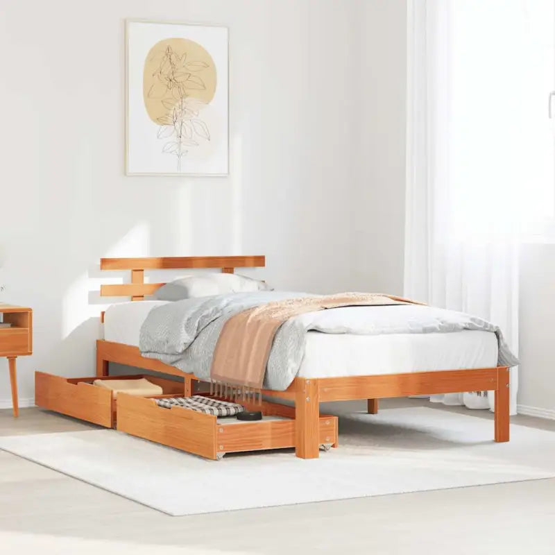 Bedframe van massief grenenhout voor stevige en duurzame slaapplaats - Wasbruin / 90 x 200 cm - Bedden & bedframes