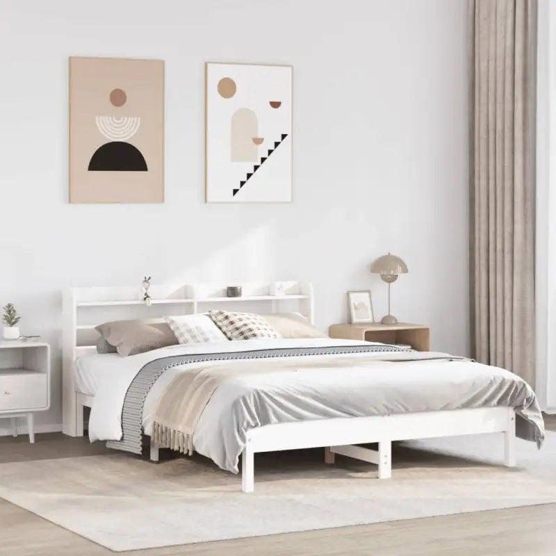 Bedframe van massief grenenhout voor stevige en duurzame slaapruimte - Wit / 135 x 190 cm - Bedden & bedframes