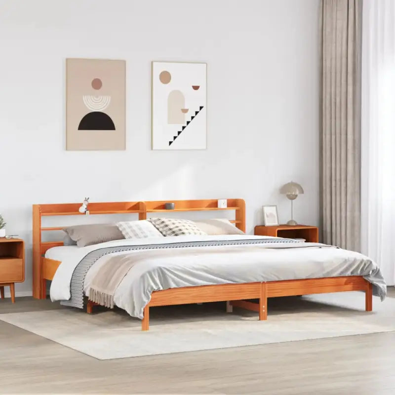 Bedframe van massief grenenhout voor stevige en duurzame slaapruimte - Wasbruin / 180 x 200 cm - Bedden & bedframes