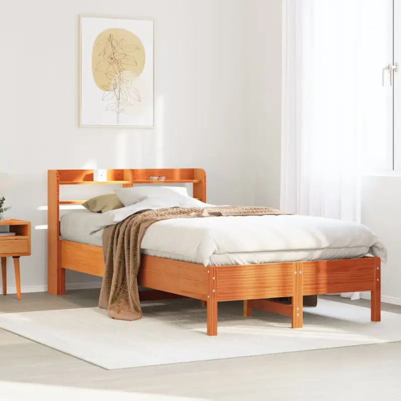 Bedframe van massief grenenhout voor stevige en duurzame slaapruimte - Wasbruin / 75 x 190 cm - Bedden & bedframes