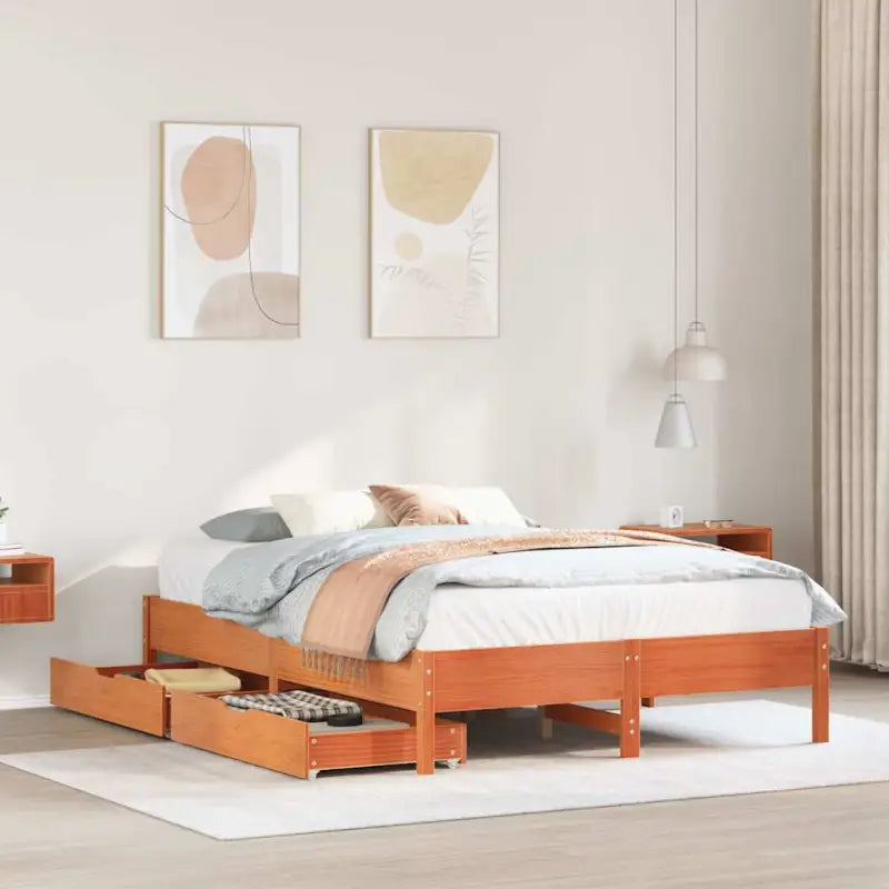 Bedframe van massief grenenhout voor stevige en duurzame slaaprust - Wasbruin / 120 x 190 cm - Bedden & bedframes
