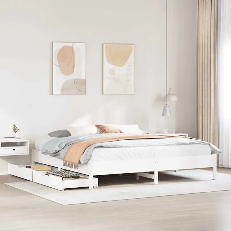 Bedframe van massief grenenhout voor stevige en duurzame slaaprust - Wit / 180 x 200 cm - Bedden & bedframes