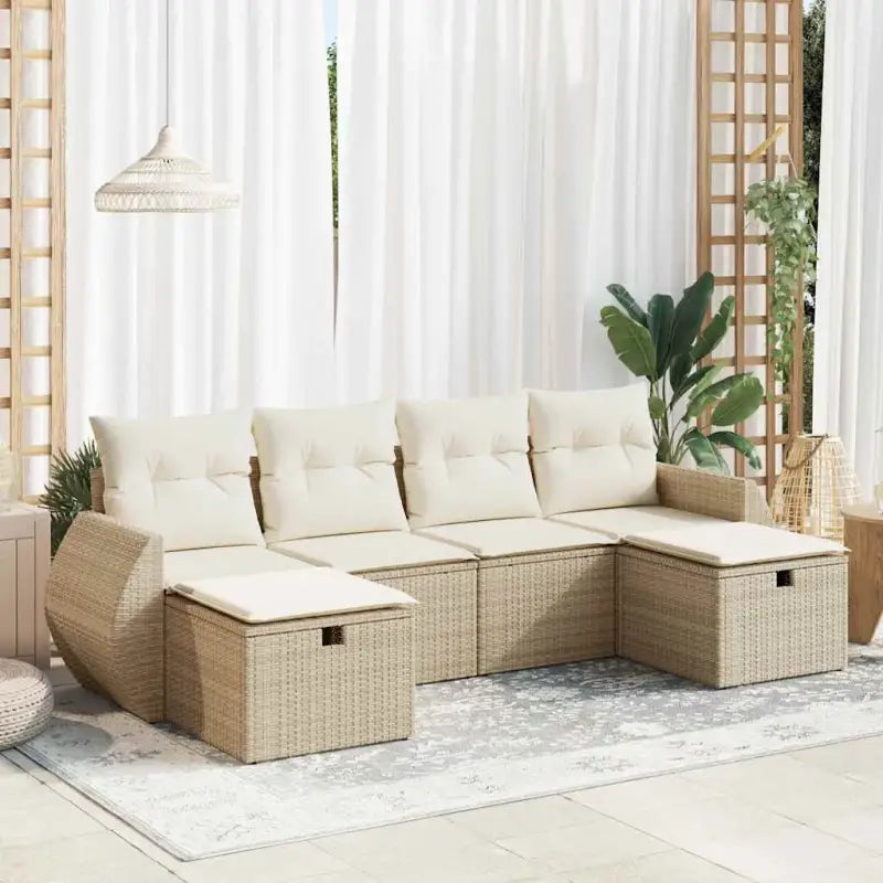 Beige Lounge Banken van Gepoedercoat Staal voor Buitenruimte - beige en crèmekleurig / met opbergruimte - Tuinsets