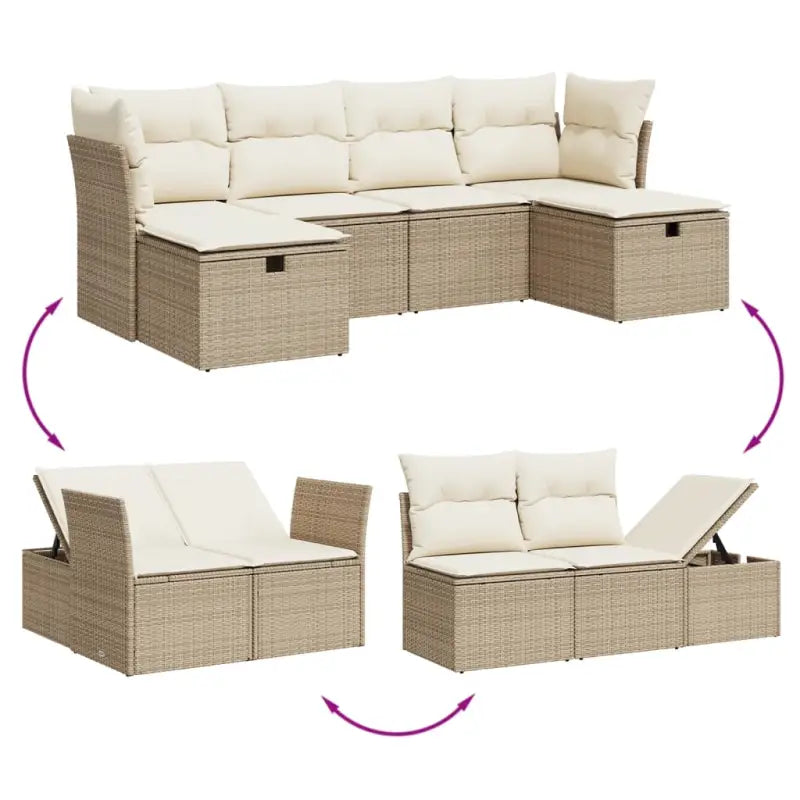 Beige Lounge Banken van Gepoedercoat Staal voor Buitenruimte - Tuinsets
