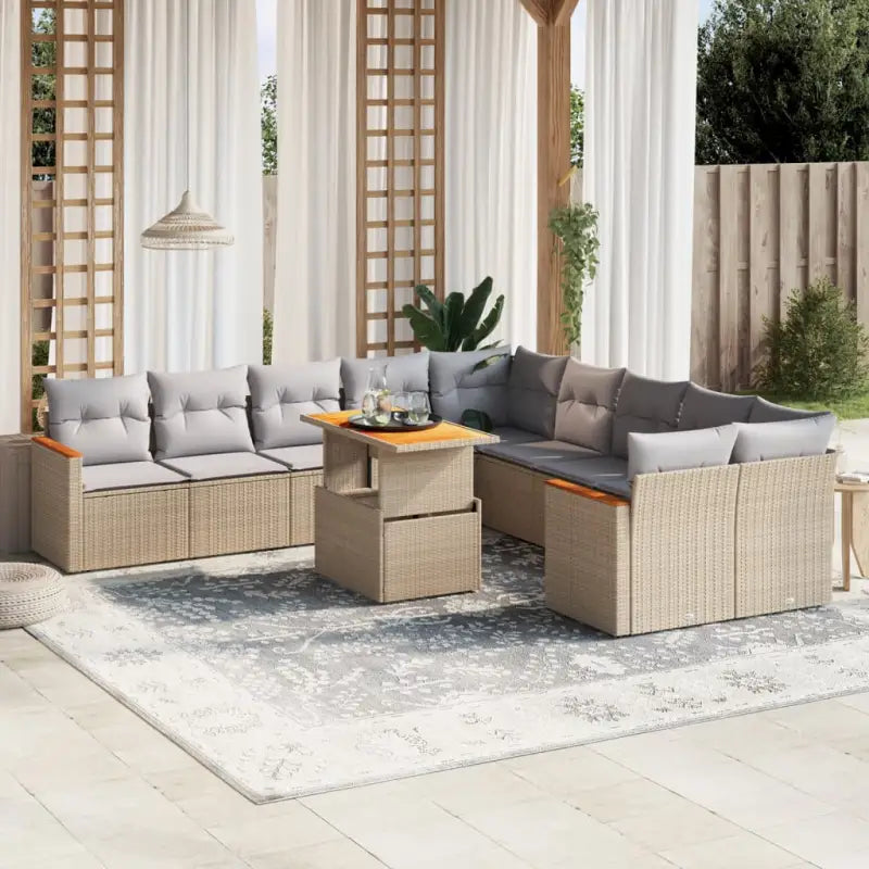 Beige loungeset met gepoedercoat staal en comfortabele afmetingen - Tuinsets