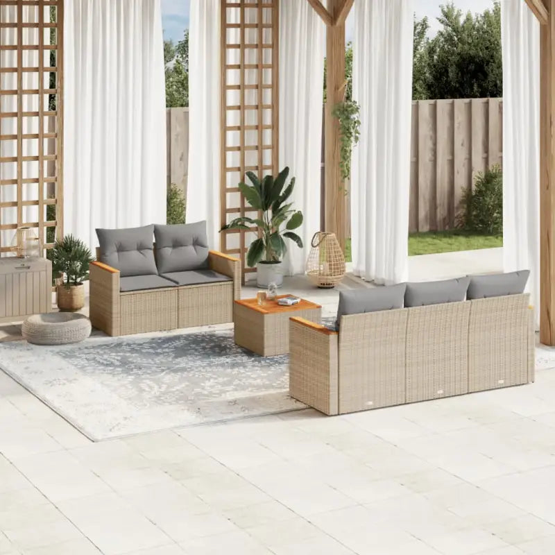 Beige loungeset met waterdichte tas en gepoedercoat staal voor buiten - Beige en grijs - Tuinsets