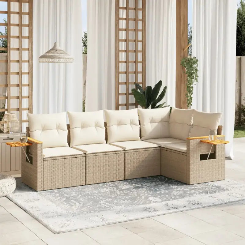 Beige loungeset met waterdichte tas en gepoedercoat staal voor buiten - beige en crèmekleurig / Zonder tafel - Tuinsets
