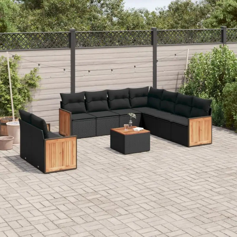 Beige loungeset met waterdichte tas en gepoedercoat staal voor buiten - Zwart / Met tafel - Tuinsets