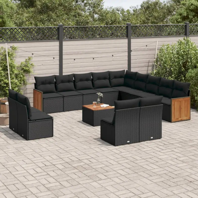 Beige loungeset met waterdichte zak en gepoedercoat staal voor buiten - Zwart / Met tafel - Tuinsets