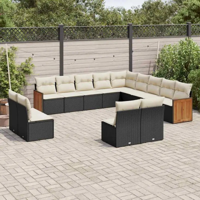 Beige loungeset met waterdichte zak en gepoedercoat staal voor buiten - Zwart en crème / Zonder tafel - Tuinsets