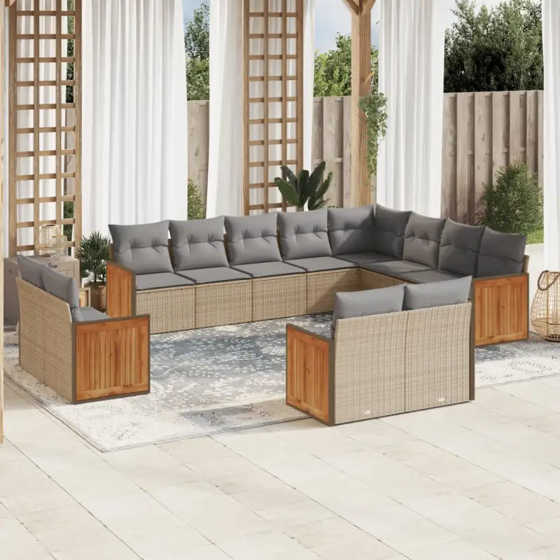 Beige loungeset met waterdichte zak en gepoedercoat staal voor buiten - Beige en grijs / Zonder tafel - Tuinsets