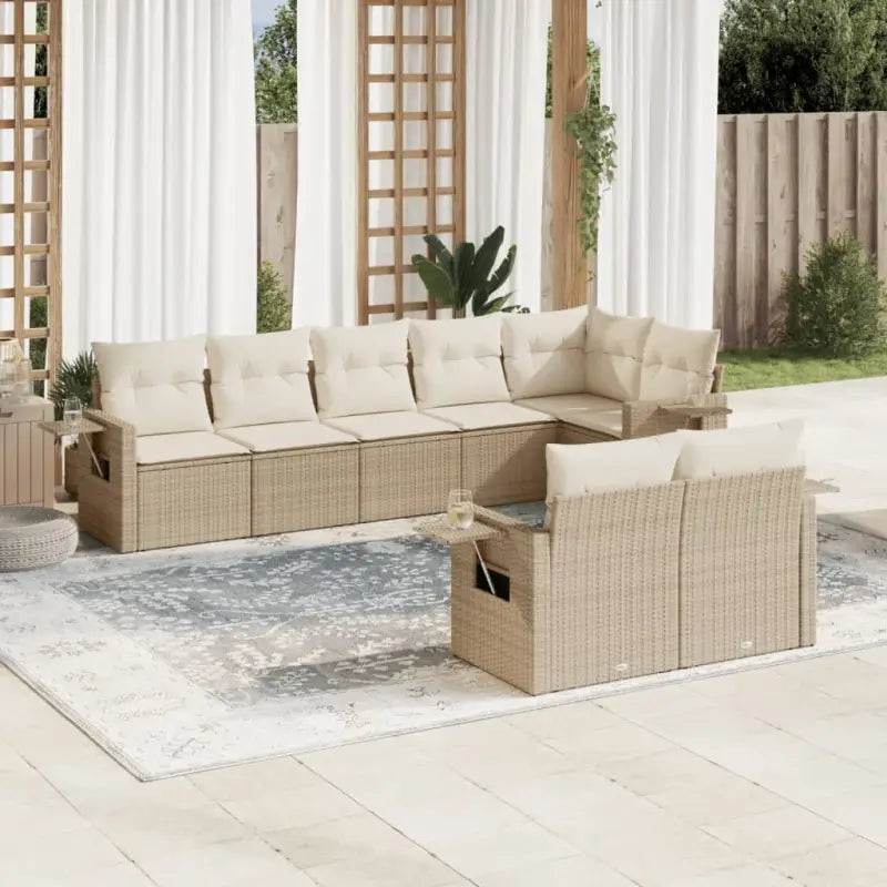 Beige loungeset van gepoedercoat staal met optimale afmetingen voor tuinhet terras - beige en crèmekleurig / Met tafel