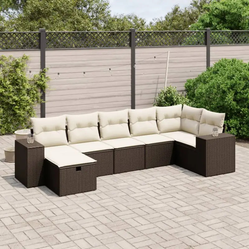 Beige loungeset van gepoedercoat staal met perfecte afmetingen voor tuin - Bruin en crème / Zonder tafel - Tuinsets