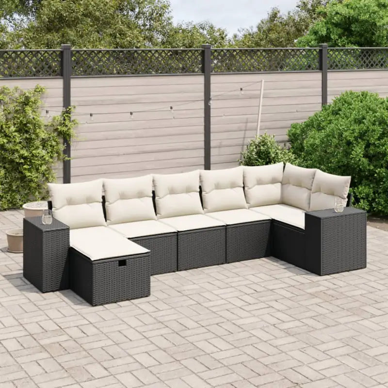 Beige loungeset van gepoedercoat staal met perfecte afmetingen voor tuin - Zwart en crème / Zonder tafel - Tuinsets