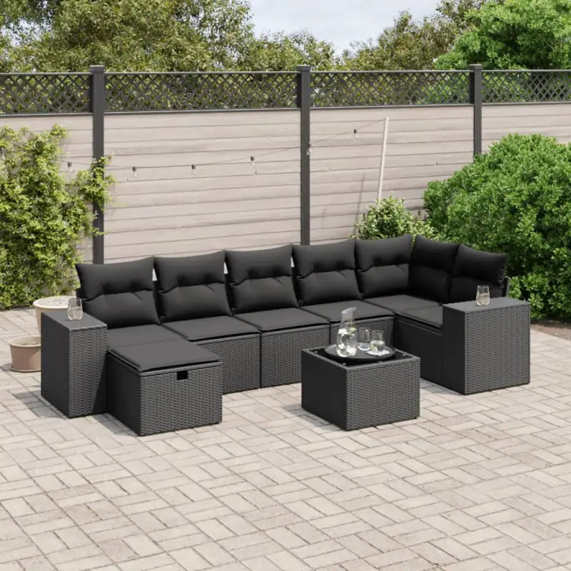 Beige loungeset van gepoedercoat staal met perfecte afmetingen voor tuin - Zwart / Met tafel - Tuinsets