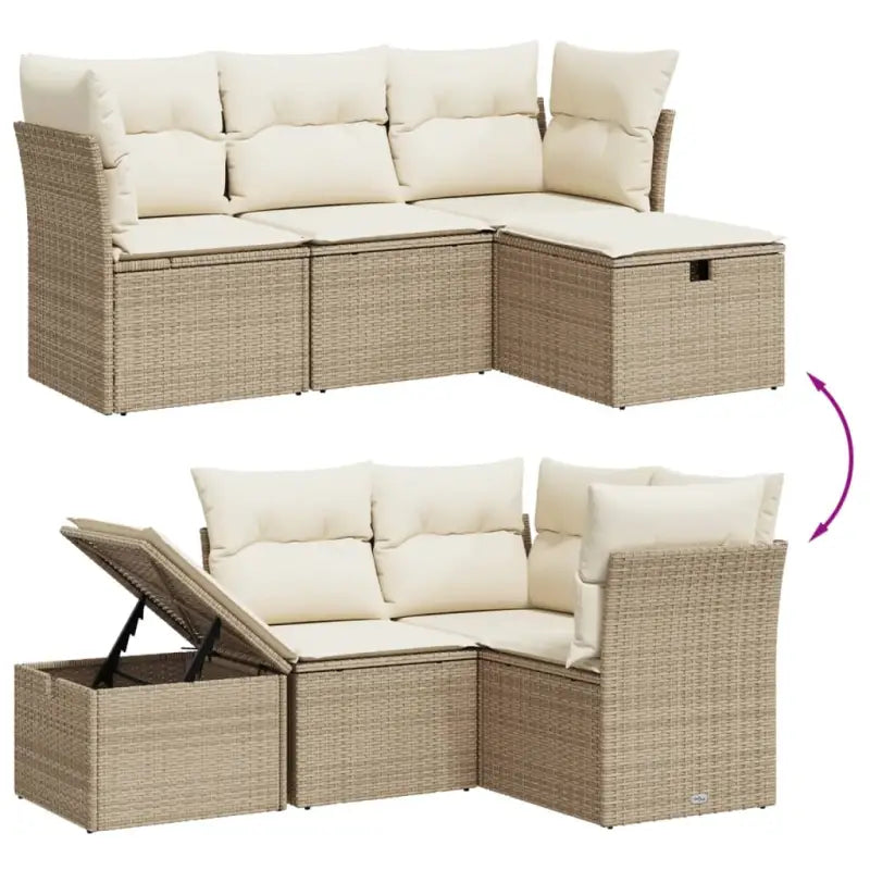 Beige loungeset van gepoedercoat staal voor tuin en terras - Tuinsets