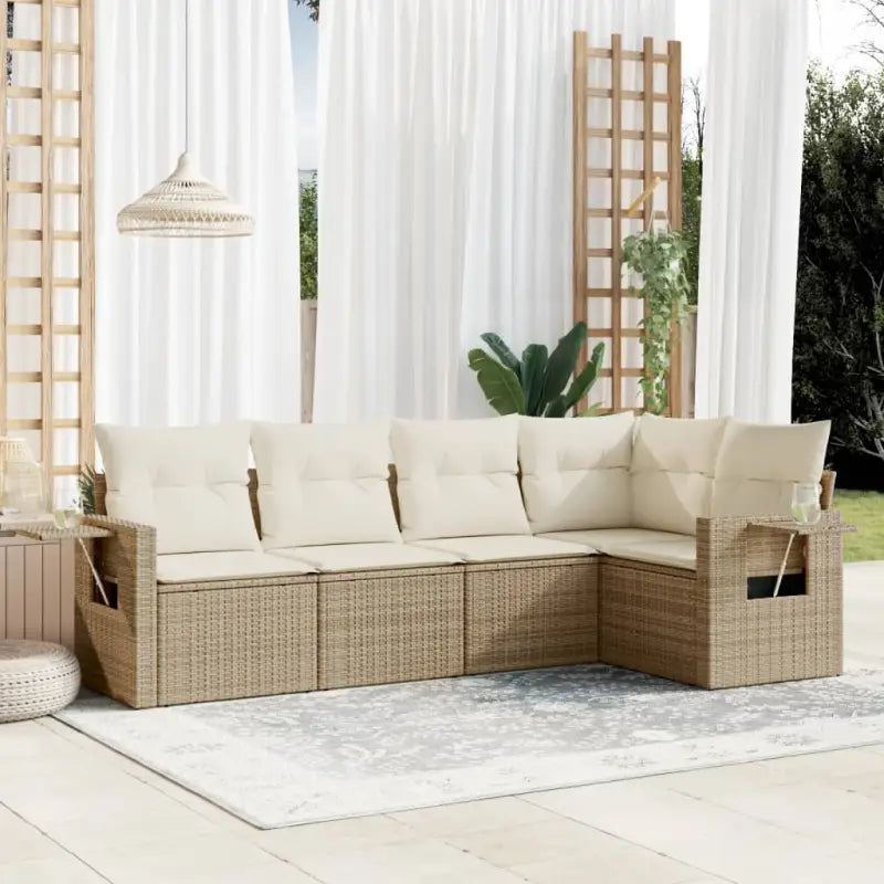 Beige materiaal loungeset met gepoedercoat staal afmetingen voor tuin of terras - beige en crèmekleurig / Zonder tafel