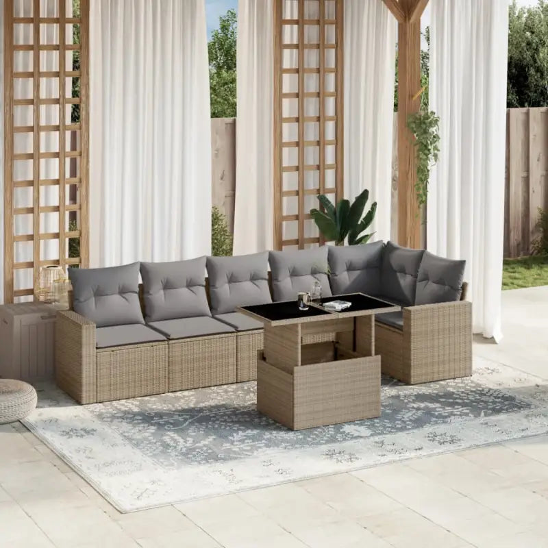 Beige materiaal loungeset met gepoedercoat staal en afmetingen voor tuin - Tuinsets