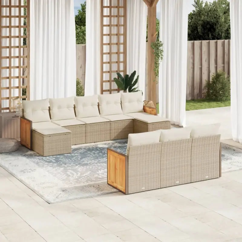 Beige materiaal loungeset met gepoedercoat staal en afmetingen - beige en crèmekleurig / Zonder tafel - Tuinsets