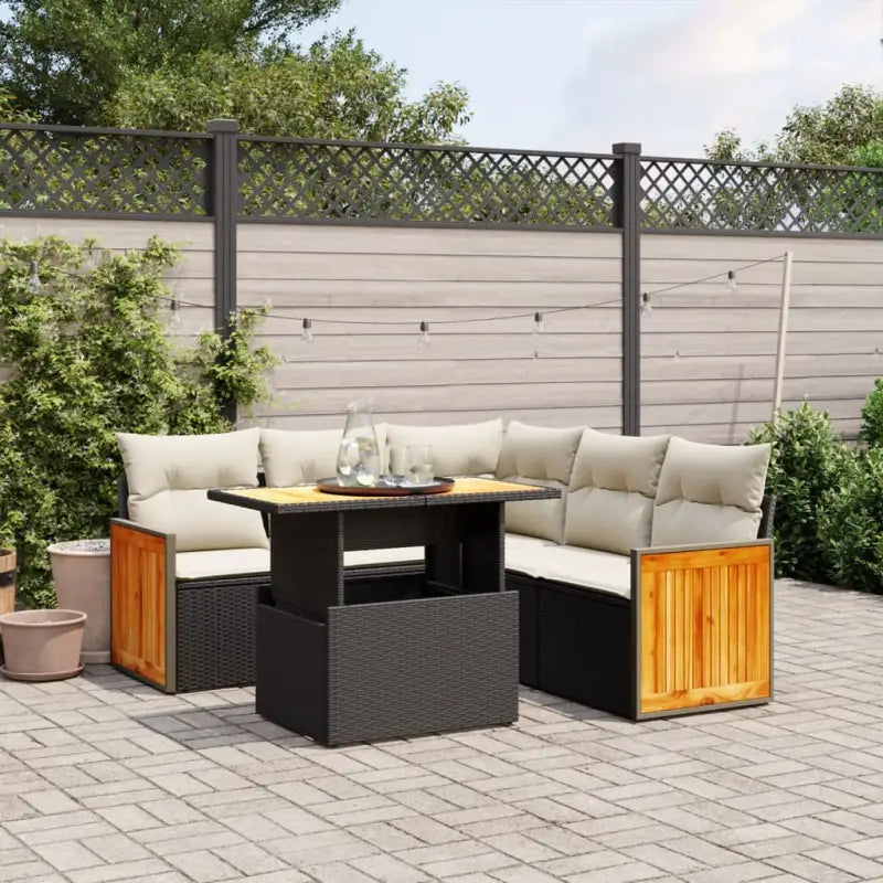 Beige materiaal loungeset met gepoedercoat staal en comfortabele afmetingen - Zwart en crème - Tuinsets