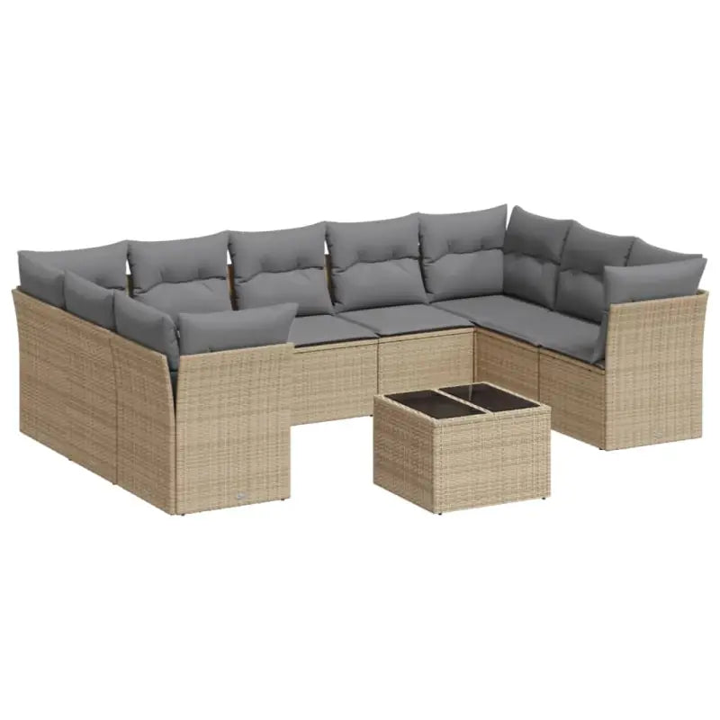 Beige materiaal loungeset met poly rattan en gepoedercoat staal afmetingen - Tuinsets