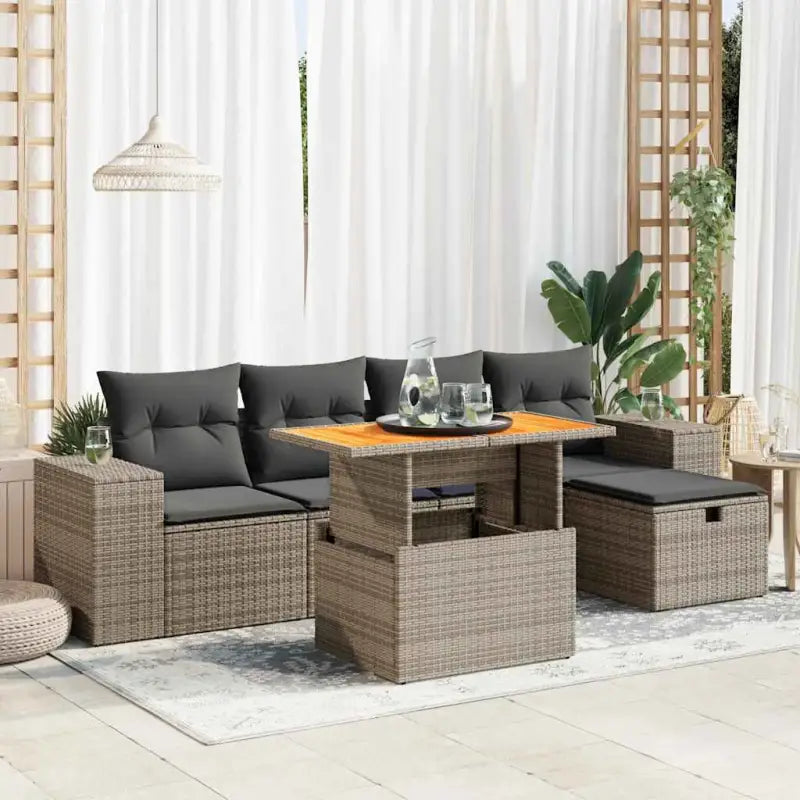 Beige materiaal loungeset van gepoedercoat staal met ideale afmetingen - Grijs / met opbergruimte - Tuinsets
