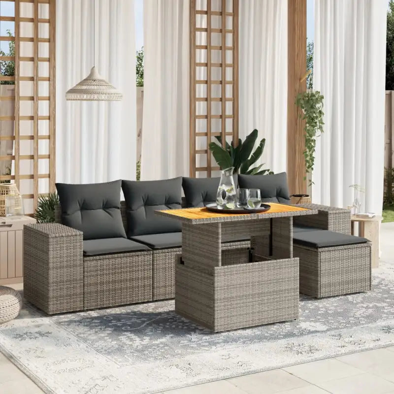Beige materiaal loungeset van gepoedercoat staal met ideale afmetingen - Grijs / zonder opbergruimte - Tuinsets