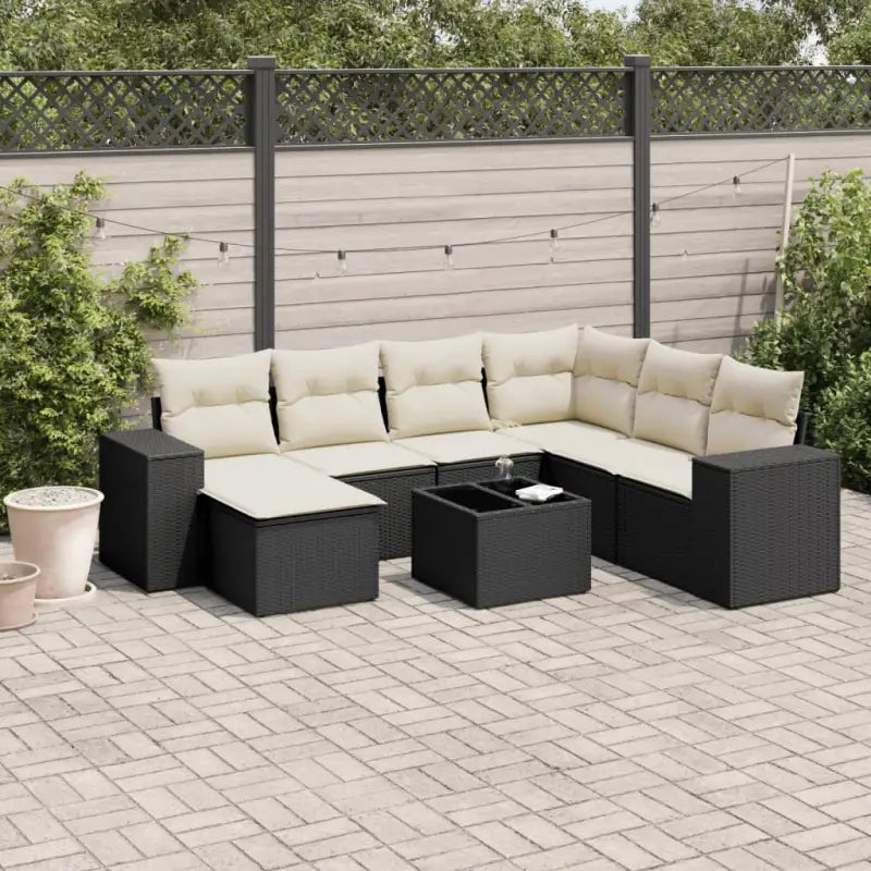 Beige materiaal loungeset van gepoedercoat staal met perfecte afmetingen - Zwart en crème / Zonder tafel - Tuinsets