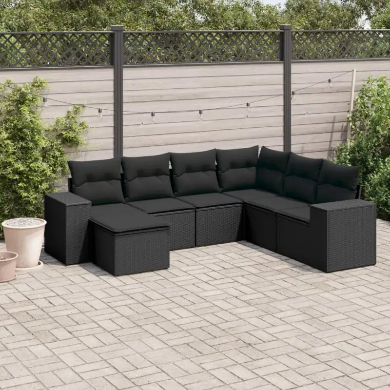 Beige materiaal loungeset van gepoedercoat staal met perfecte afmetingen - Zwart / Met tafel - Tuinsets
