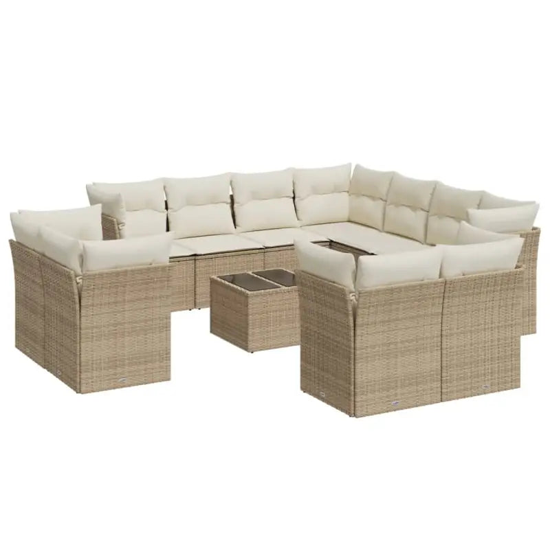 Beige Material Loungeset met Poly Rattan en Gepoedercoat Staal - Tuinsets