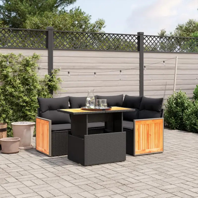 Beige materialen loungeset met gepoedercoat staal en comfortabele afmetingen - Zwart / zonder opbergruimte - Tuinsets