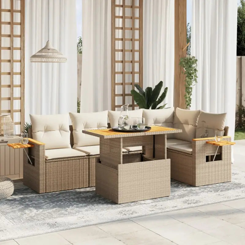 Beige tuin loungeset van gepoedercoat staal met comfortabele afmetingen - beige en crèmekleurig / zonder opbergruimte