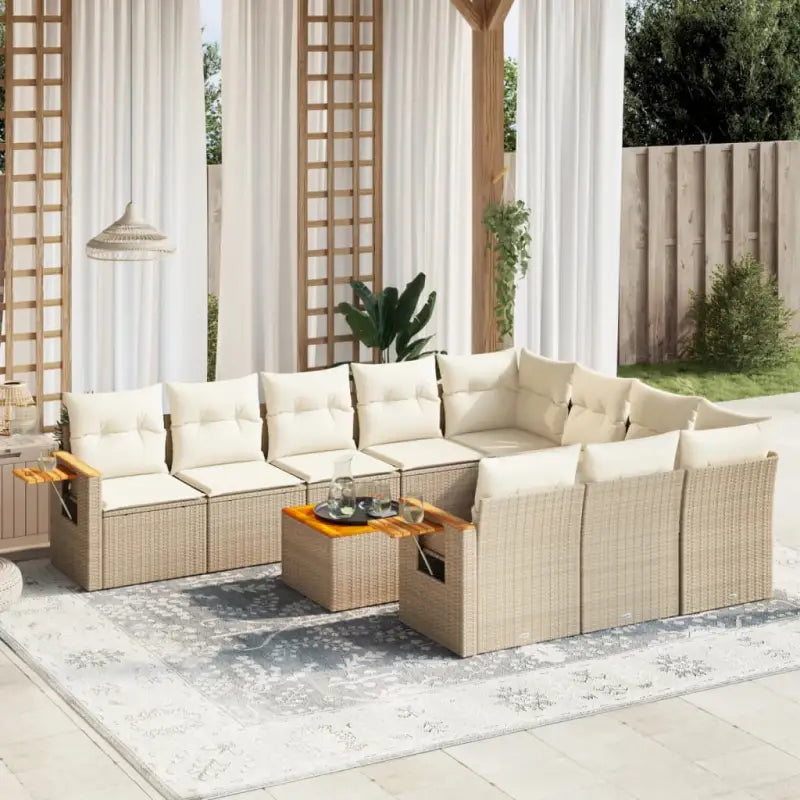 Beige tuinstoelset met gepoedercoat staal en waterdichte tas - beige en crèmekleurig / Met tafel - Tuinsets