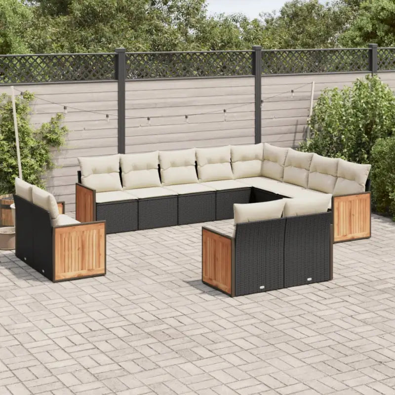Beige tuintafelset met gepoedercoat staal en comfortabele afmetingen zitting - Zwart en crème / Zonder tafel - Tuinsets