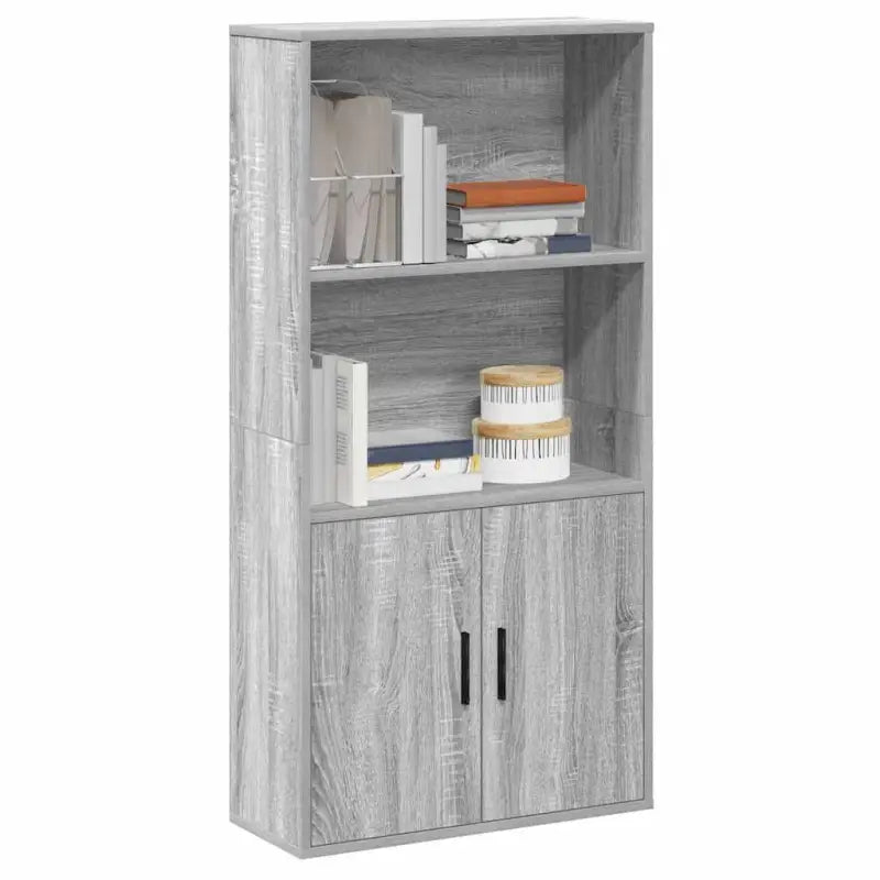 Bewerk hout boekenkast voor stijlvolle en praktische boekenopslag - Grijs sonoma / 1 / 120 cm - Boekenkasten