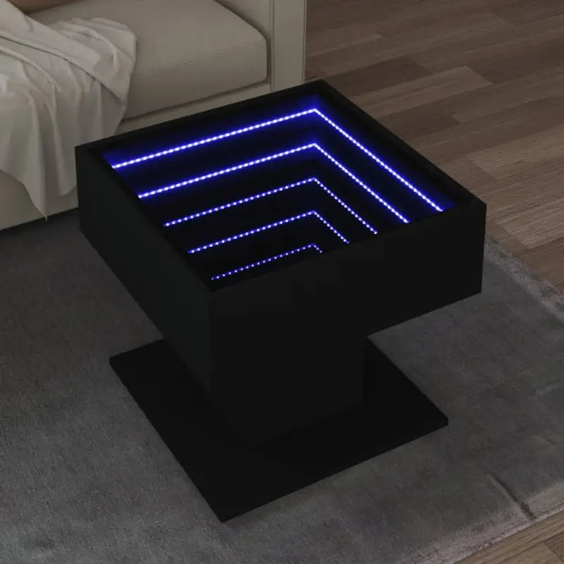 Bewerk hout salontafel met LED-Infinity Spiegel voor elke ruimte - Zwart / 1 / 50 cm - Salontafels