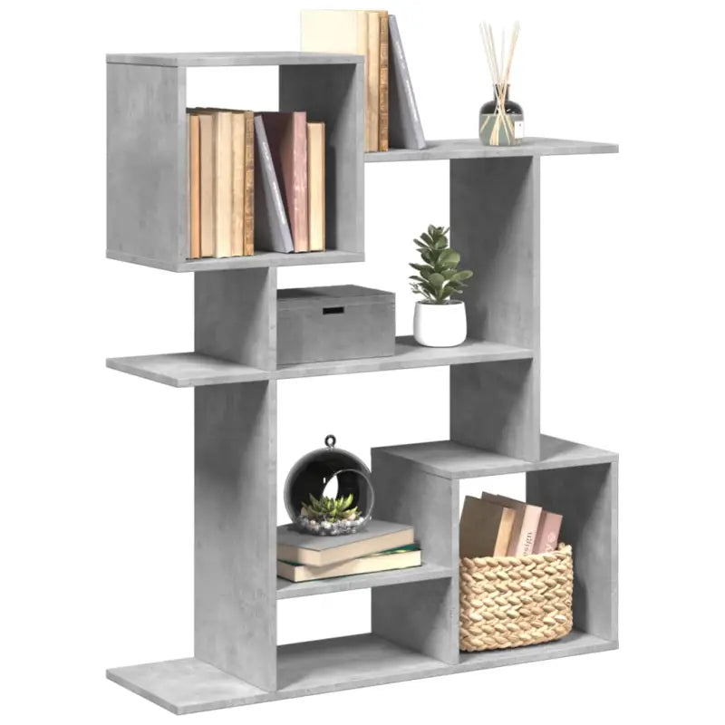Bewerkt Hout Boekenkast Kamerscherm voor Stijlvolle Opbergruimte - Betongrijs / 1 / 112 cm - Boekenkasten