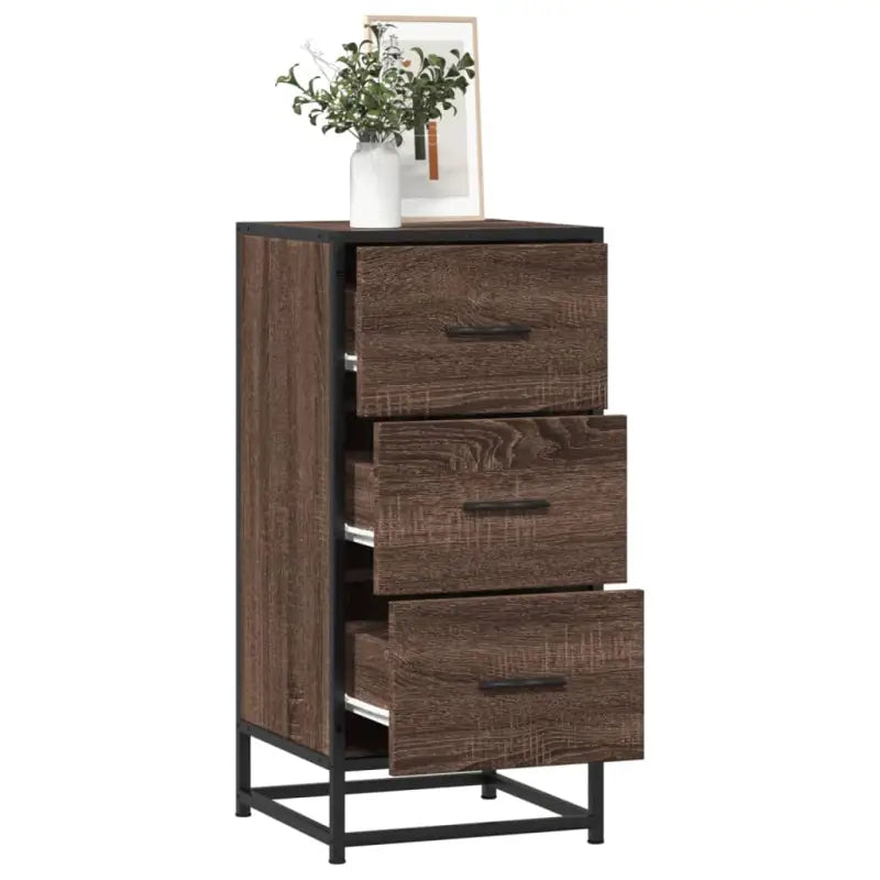 Bewerkt hout dressoir in grijs sonoma met industrieel metalen frame - bruin eikenkleur / 1 - Dressoirs & buffetkasten