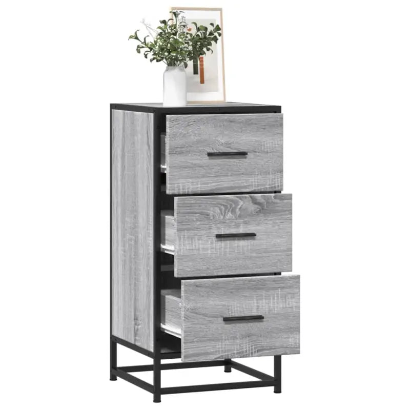 Bewerkt hout dressoir in grijs sonoma met industrieel metalen frame - Grijs sonoma / 1 - Dressoirs & buffetkasten